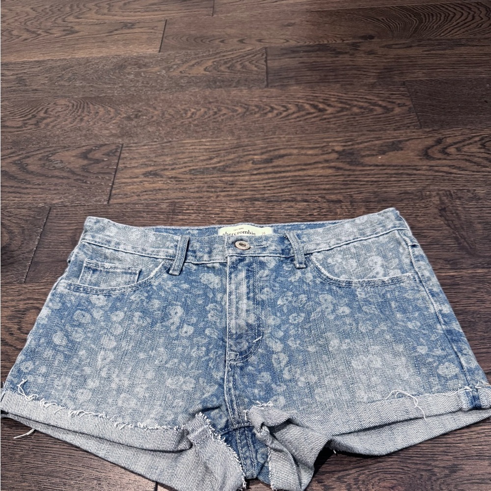 Abercrombie Denim Leopard Print Roll-Hem Girls 16 NWOT